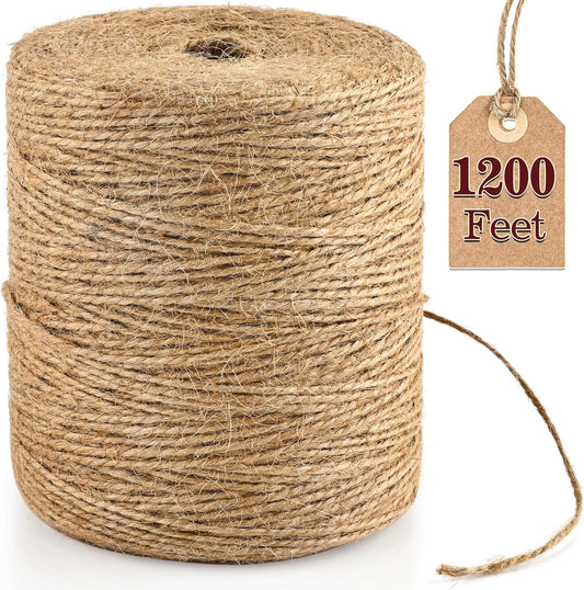XSEINO 1200 Feet Natural Jute Twine Strong Garden Twine Rope for Arts Crafts Gift Wrapping Gardening Tomato Climbing Plant Tie Floristry Packing Decor-VerdiqueGarden