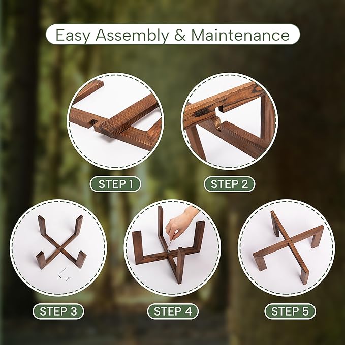 HPC DECOR 2 Pack Wood Plant Stand-Mid Century Modern Planter Stands-Wooden Flower Pot Stands Riser,Low Short Plant Stands Indoor-Modern Minimalist Wooden Stool for Plant Pot Holder, Fit 5-15 Inch Pot.-VerdiqueGarden