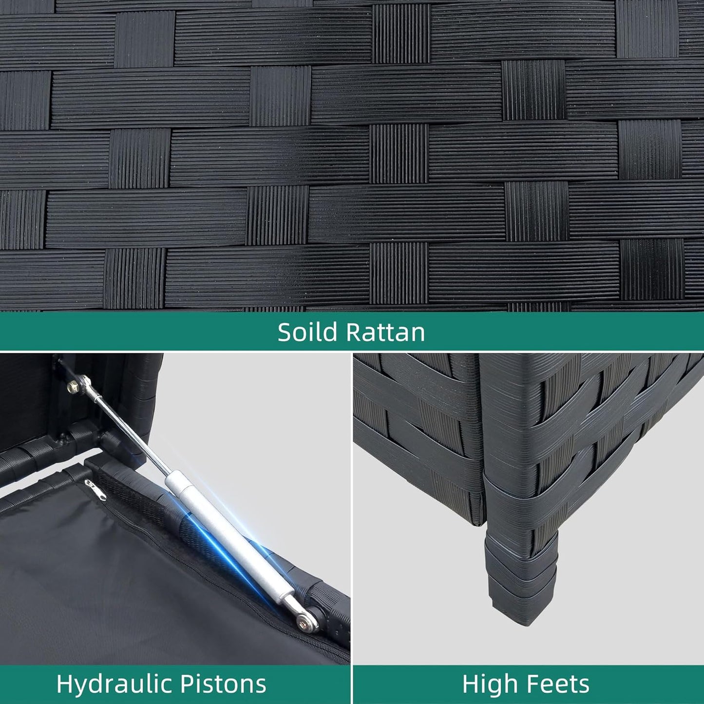 YITAHOME 260 Gallon Deck Box, XXL Wicker Outdoor Storage Box, Oversized Rattan Storage Cabinet for Patio Furniture, Cushions, Pool Storage and Garden Tools (Black)-VerdiqueGarden