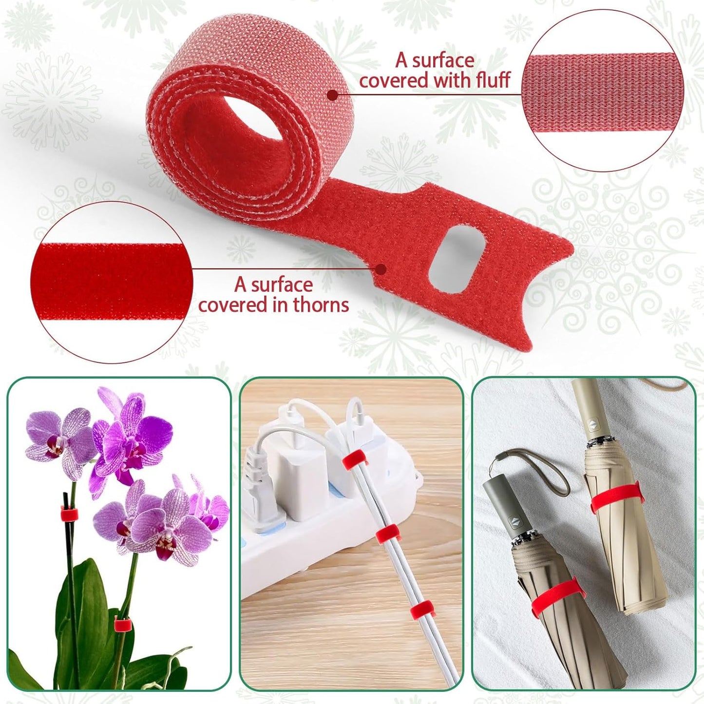 100 Pcs Christmas Garland Ties 12Inch Adjustable Holiday Garland Twist Ties for Holiday Halloween Tree Wreath Party Yard Wall Doorway Reusable Nylon Garden Cable Straps Decoration(Red)-VerdiqueGarden