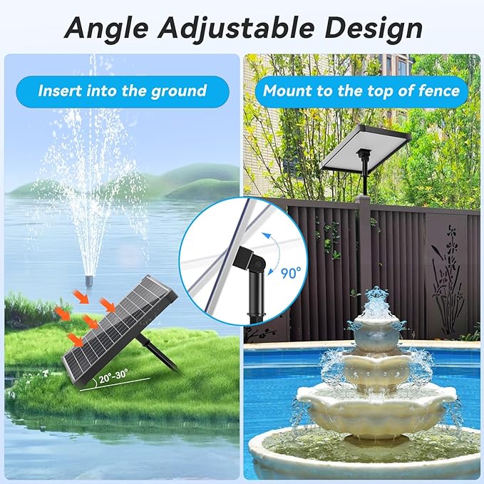POPOSOAP 25W Solar Water Fountain Pump, Solar Water Pump with Flow Adjustable, Solar Pond Pump Pump with Dry-Run Protection & Diverter Valve for Ponds, Garden, Fish Tank, Waterfall, Hydroponics-VerdiqueGarden