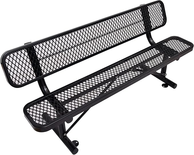 4/6/8 Feet Park Bench for Outside Heavy Duty Metal, Garden Benches Outdoor Bench with Backrest & Portable Frame, for Shopping Malls Stores Parks Patios Decks, Black-VerdiqueGarden