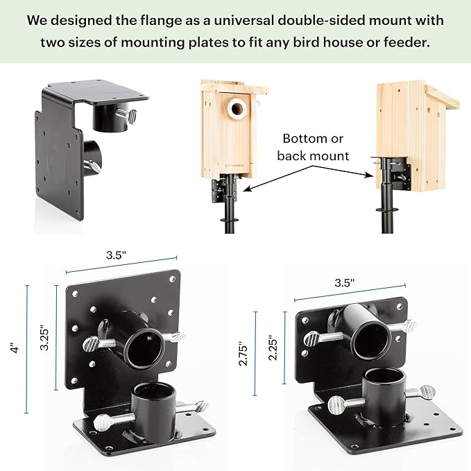 WHITEHORSE Bird House Pole with Baffle- A Professional Squirrel Proof Bird Feeder Pole - Very Sturdy Against Strong Winds - Bird House Poles for Outdoors - Pole for Bird Feeders - Bluebird House Pole-VerdiqueGarden