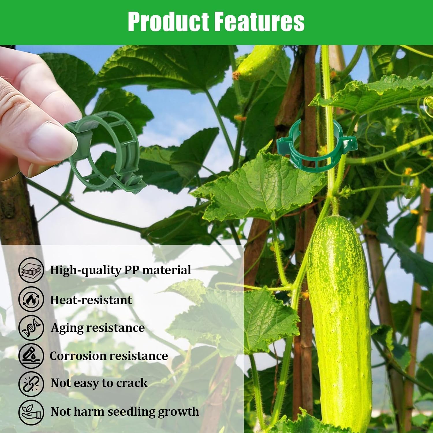 300 PCS Green Plant Fixing Clips,Plant Support Clips, Tomato Clips, Plastic Trellis Clips,Garden Clip for Fixing Stem and Vine-VerdiqueGarden