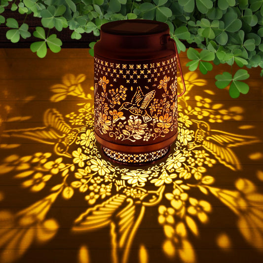 Solar Lanterns Outdoor Waterproof, Hummingbird Hanging Solar Lanterns Birthday Gifts for Women Mom Grandma, Garden Decor for Patio Yard Lawn Backyard Porch-VerdiqueGarden