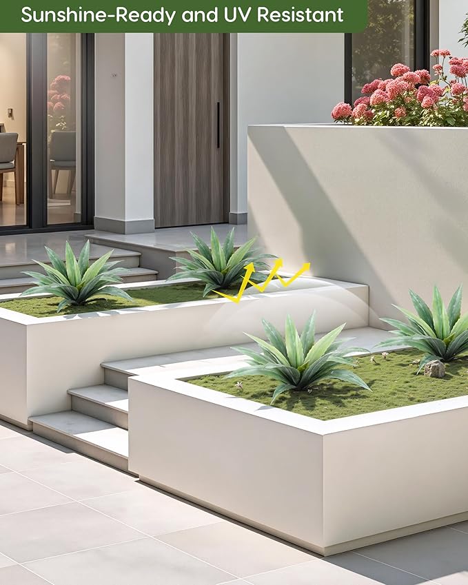 Velener 24 Inch Tall UV Resistant Artificial Agave Plant - Realistic Faux Succulent for Indoor & Outdoor Decor, Perfect for Home, Office, and Housewarming-VerdiqueGarden