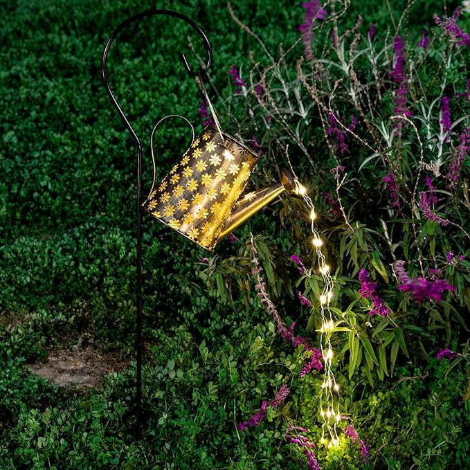 Garden Decor Solar Lights Outdoor Large Hanging Waterproof Watering Can Landscape Lights Outside Decorations for Yard Front Porch Patio Backyard Gardening Gift for Mom Grandma Women Birthday-VerdiqueGarden