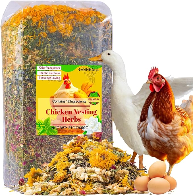 21 oz Chicken Nesting Herbs Flowers - 1.3lb Poultry Blend Herbs 12 Premium Nesting Box Herbs for Chicken Coop Refresher Boost Egg Laying Hens Herb Supplement for Backyard-VerdiqueGarden