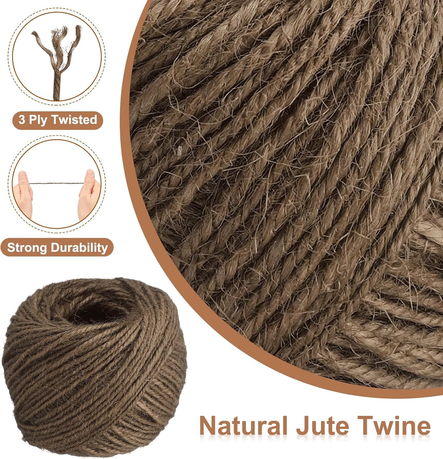 uxcell 164 Feet Natural Jute Twine String,2mm Thin Garden Twine Rope Colored Plant String Cord for DIY Art Crafts Gift Wrapping Decoration Packing Gardening Plant Hanger,Brown-VerdiqueGarden