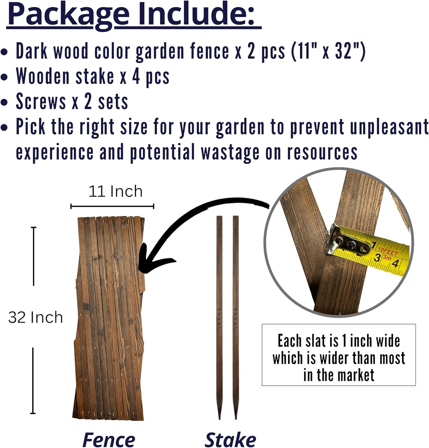 ShopLaLa Garden Fence - 2 Pack, Total 12ft (L) Wooden Lattice Flower Edging for Yard Lawn Landscape Patio Outdoor Decor, Expandable Plant Trellis Decorative Fences and Gates, Animal Barrier for Dogs-VerdiqueGarden