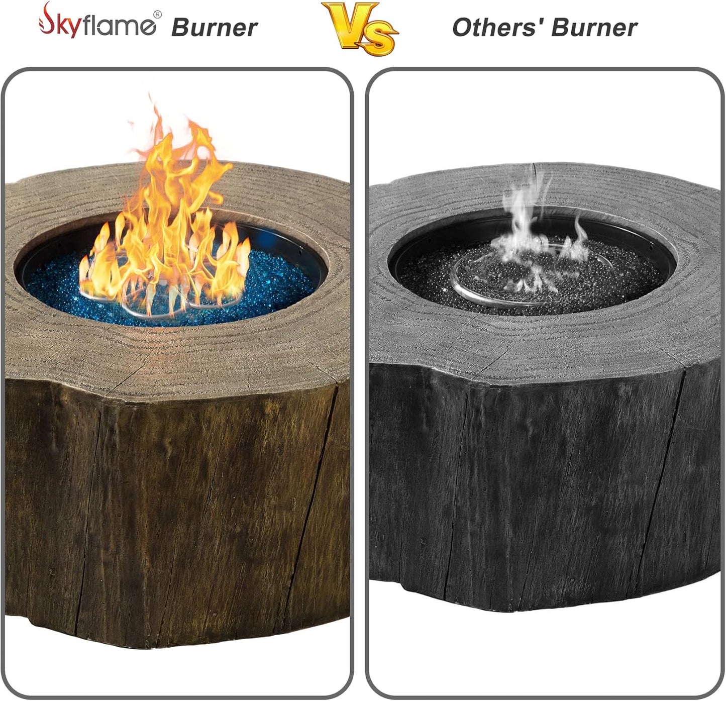 Skyflame 12-Inch Stainless Steel Fire Pit Burner, Flower-Shape Burner Ring for Fire Pit, Natural Gas & Propane Fireplace, Max BTU 90K-VerdiqueGarden