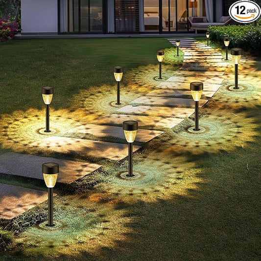 12 Pack Solar Lights Outdoor Waterproof, New Upgraded Solar Garden Lights Up to 12 Hrs Auto On/Off,Solar Pathway Lights Outdoor Outside Lights for Yard Patio,Lawn,Landscape and Pool Decor(3000K)-VerdiqueGarden