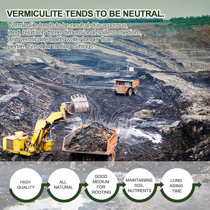 10QT Horticultural Vermiculite Bulk, Organic Vermiculite for Plants, Course Grade Vermiculite for Gardening, for houseplants, for Mushrooms, to Maintain Soil Moisture and Plant Growth(5-8mm)-VerdiqueGarden