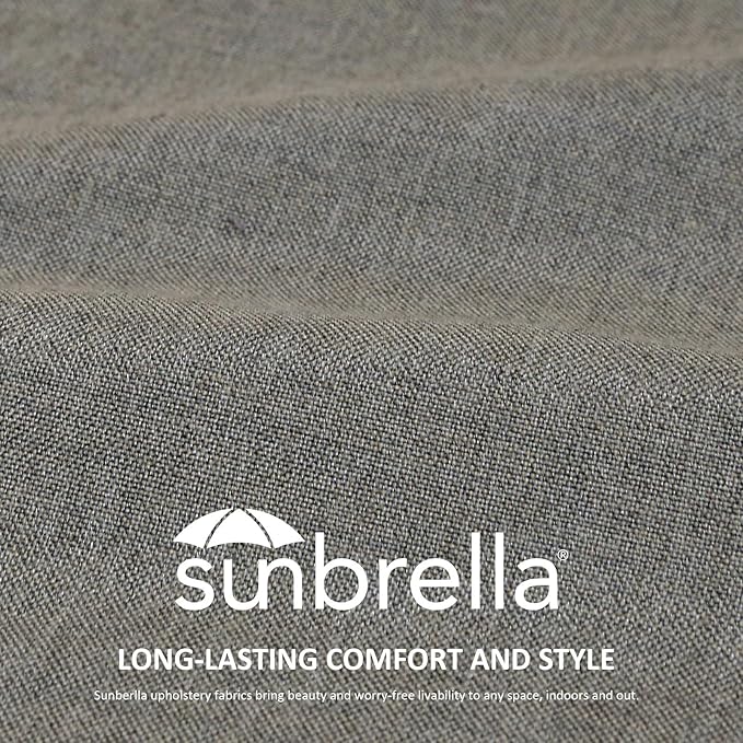 Sunbrella Square Corner Seat Cushions, 19" x 19" x 3", Set of 4, Indoor Outdoor Water Repellent Universal Chair Pads with Ties for Patio Furniture, Garden Dining Chairs, Cast Shale-VerdiqueGarden