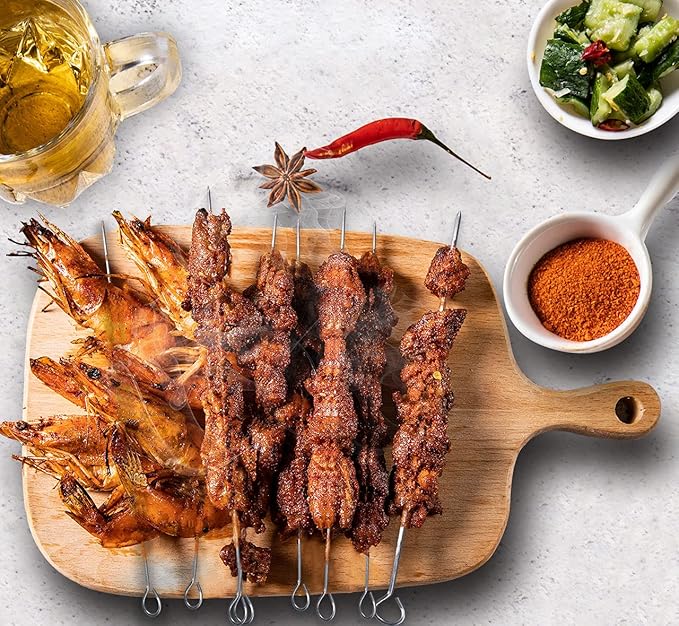 12 inch Barbecue Skewers Metal BBQ Sticks,12Pack Stainless Steel Square Skewer,Kebob,kabob Sets for Grill Outings Cooking (BBQ Skewers Square 12inch-12p)-VerdiqueGarden