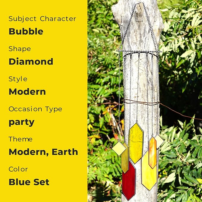 Sensory4U Stained Glass Suncatcher – Element Earth Tones Window Hanging Wall Art – Modern Design Home or Garden Décor – Unique Glass Suncatcher for Window, Porch, or Patio-VerdiqueGarden