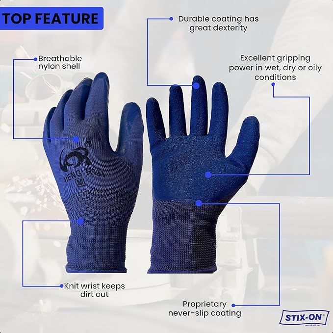 10 OR 20 Pairs Work Gloves–Heavy Duty Rubber Coated Safety Work Gloves–Multipurpose Gloves-VerdiqueGarden