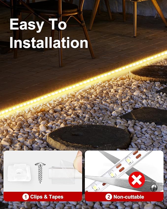 LUHLEE Solar LED Strip Lights Outdoor,Brighter 300 LED 16.4FT Solar String Lights Outdoor with Remote,8 Lighting Modes Auto ON/Off Rope Lights for Outside,Deck,Steps,Christmas Decor Lighting-VerdiqueGarden