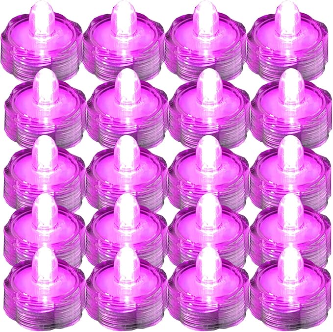 Bright LED Floral Tea Light Vase Submersible Lights for Party Wedding (Pink, 20 Pack)-VerdiqueGarden