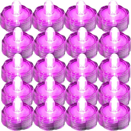 Bright LED Floral Tea Light Vase Submersible Lights for Party Wedding (Pink, 20 Pack)-VerdiqueGarden
