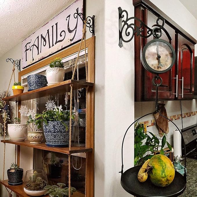 11-Inch Outdoor Decorative Metal Wall Hook for Hanging Lantern Plant Bird Feeder, Black-VerdiqueGarden