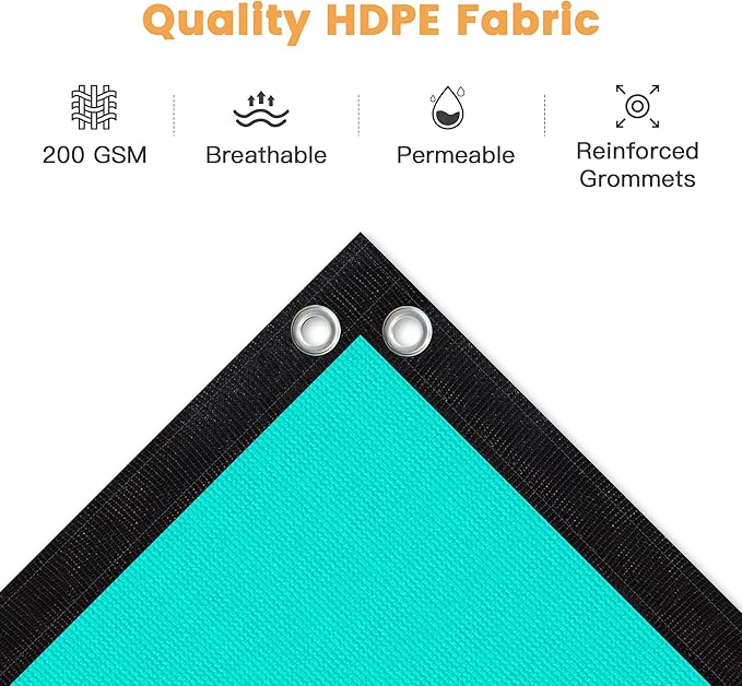 VICLLAX Shade Fabric Sun Shade Cloth with Every 2 FT Grommets for Patio Garden Pergola Cover Canopy 17x23 FT, Turquoise-VerdiqueGarden