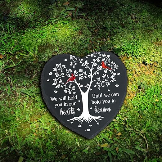 Cardinal Memorial Slate Stone - Hold You in Our Hearts, Memorial Plaque Sympathy Gifts for Loss of Loved One, Memorial Gifts for Loss of Father, Mother, Brother Garden Slate Stone TNA6-VerdiqueGarden