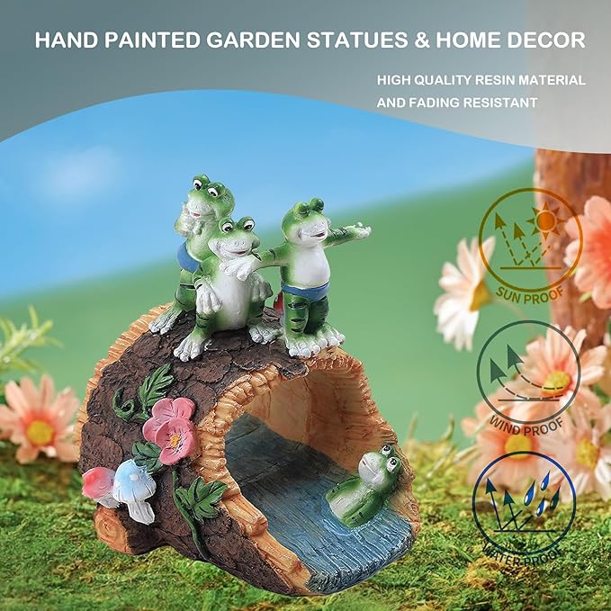 Elenon Playful Frog Decorative Gutter Downspout Extension Statue, Animal Gutter Guardian Rain Downspout Extender, Garden Splash Block Outdoor Sculpture for 3" × 4" Down Spouts Decor-VerdiqueGarden