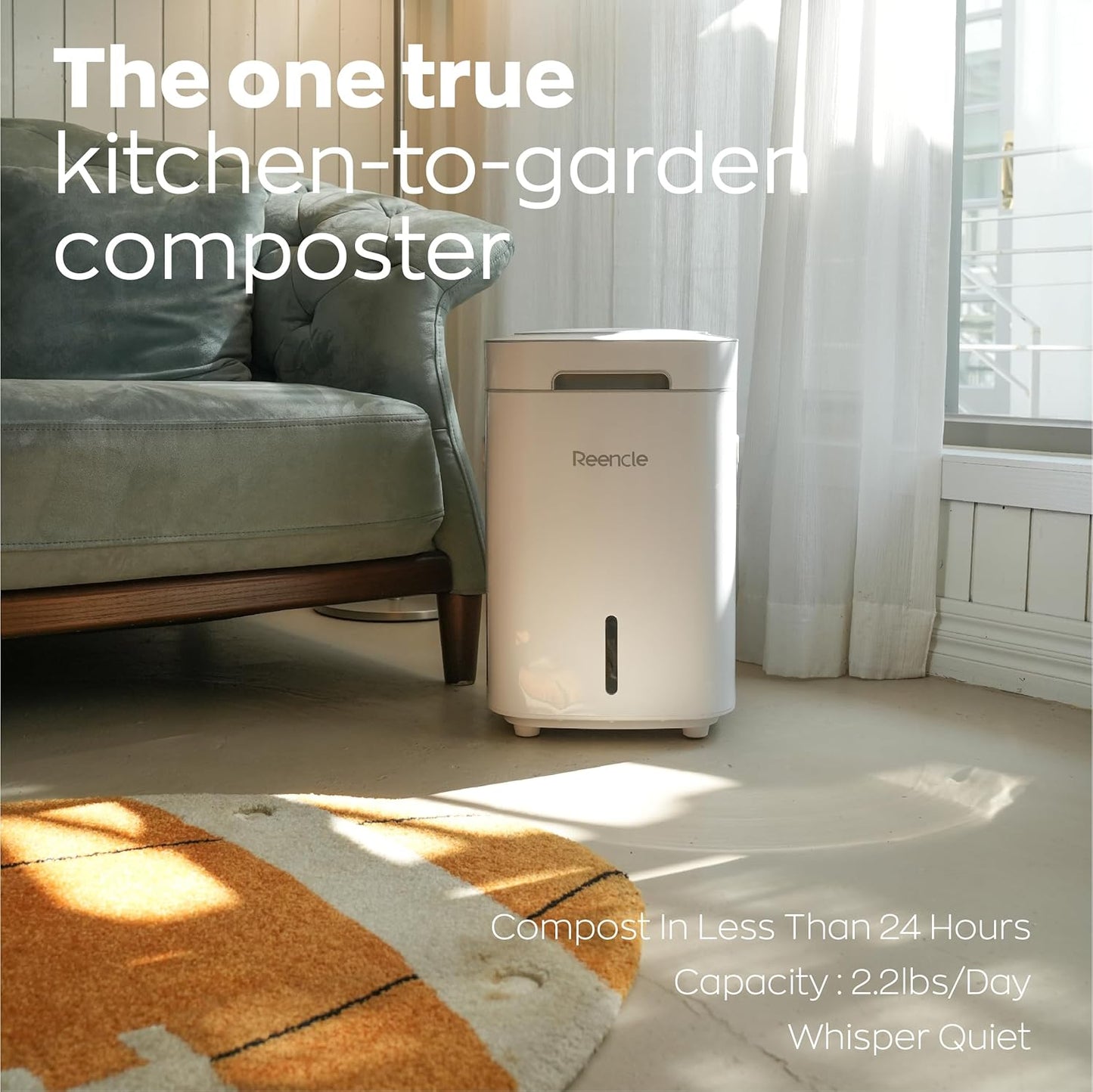 Prime Electric Composter - 14L Kitchen Composter, Decomposes Up to 2.2 lbs Food Waste Daily, Odorless Indoor Composting with Whisper-Quiet Technology & Rapid Decomposition (White)-VerdiqueGarden