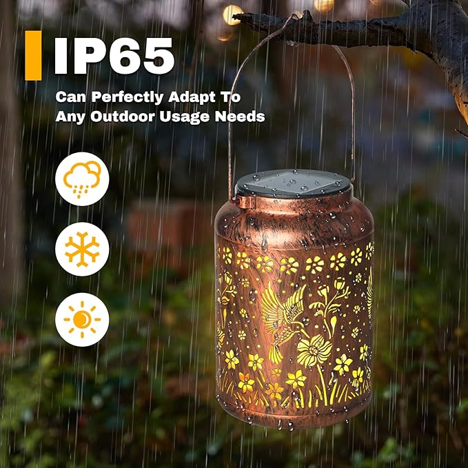 Hummingbird Lanterns Outdoor, Waterproof Hanging Lantern Garden Decor, Birthday Gifts for Women, Men, Mom, Mothers Day Gifts, Lights Outdoor Apply Patio, Yard, Lawn, Balcony-VerdiqueGarden