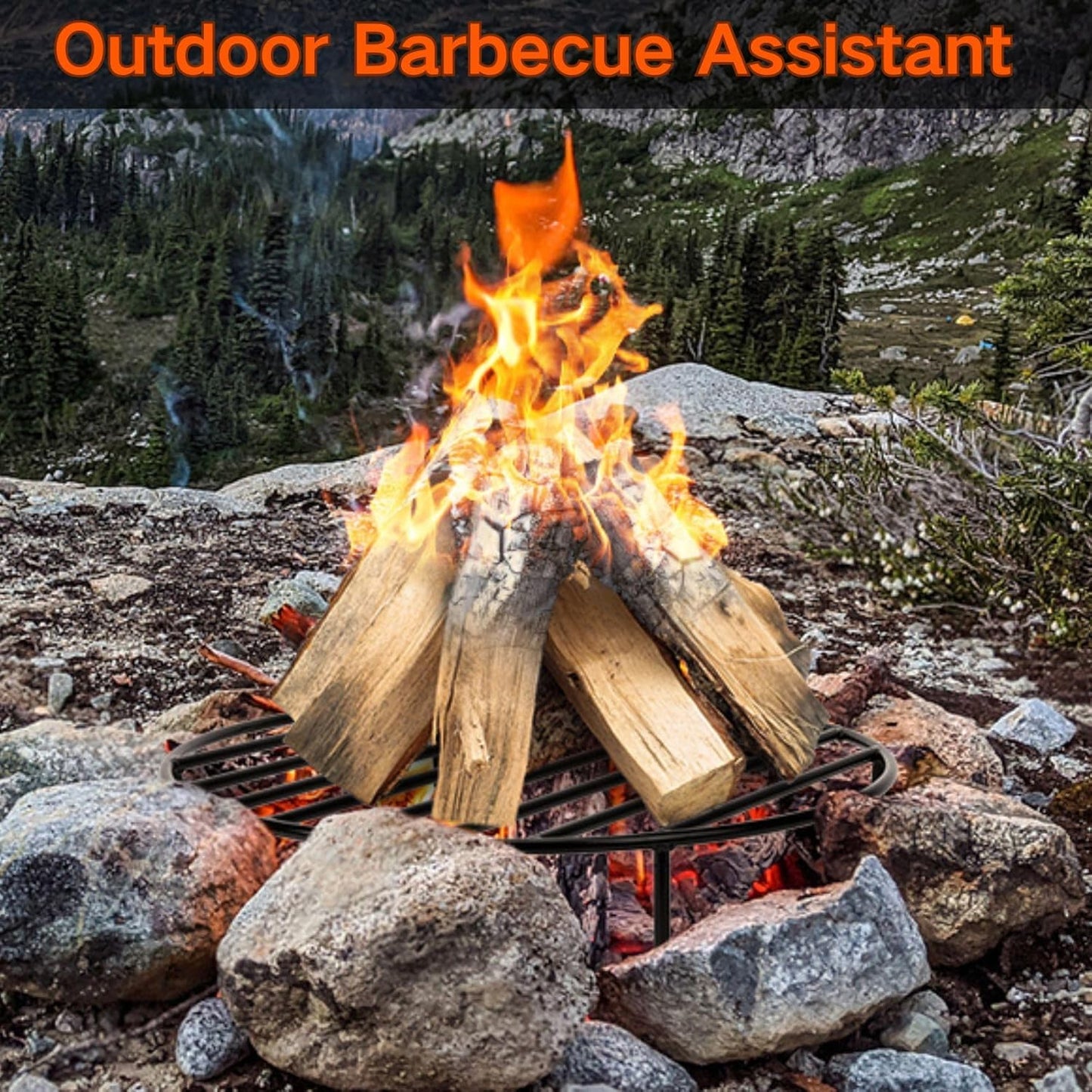 only fire Round Fire Pit Grate with 4 Legs for Outdoor Campfire Grill Cooking, 30 Inch-VerdiqueGarden