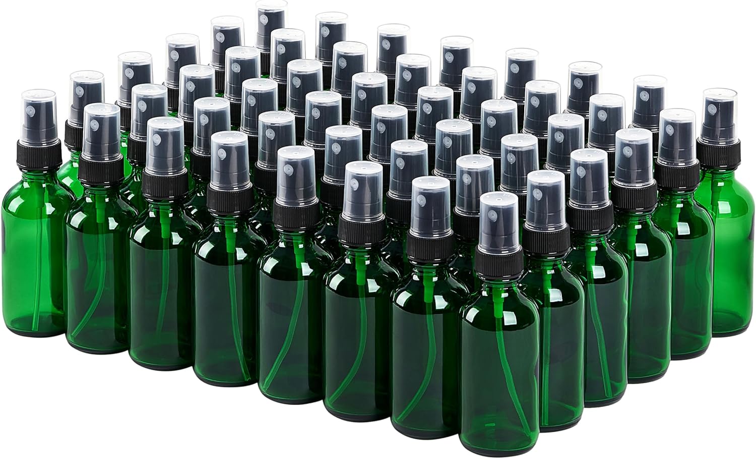 2 oz Glass Spray Bottles, Reusable Fine Mist Sprayer Small Spray Bottle, Leak-Proof Design, Perfect for Travel, Skin Care, Perfumes, Botanical, Cleansing (Green, 2oz-48pcs)-VerdiqueGarden