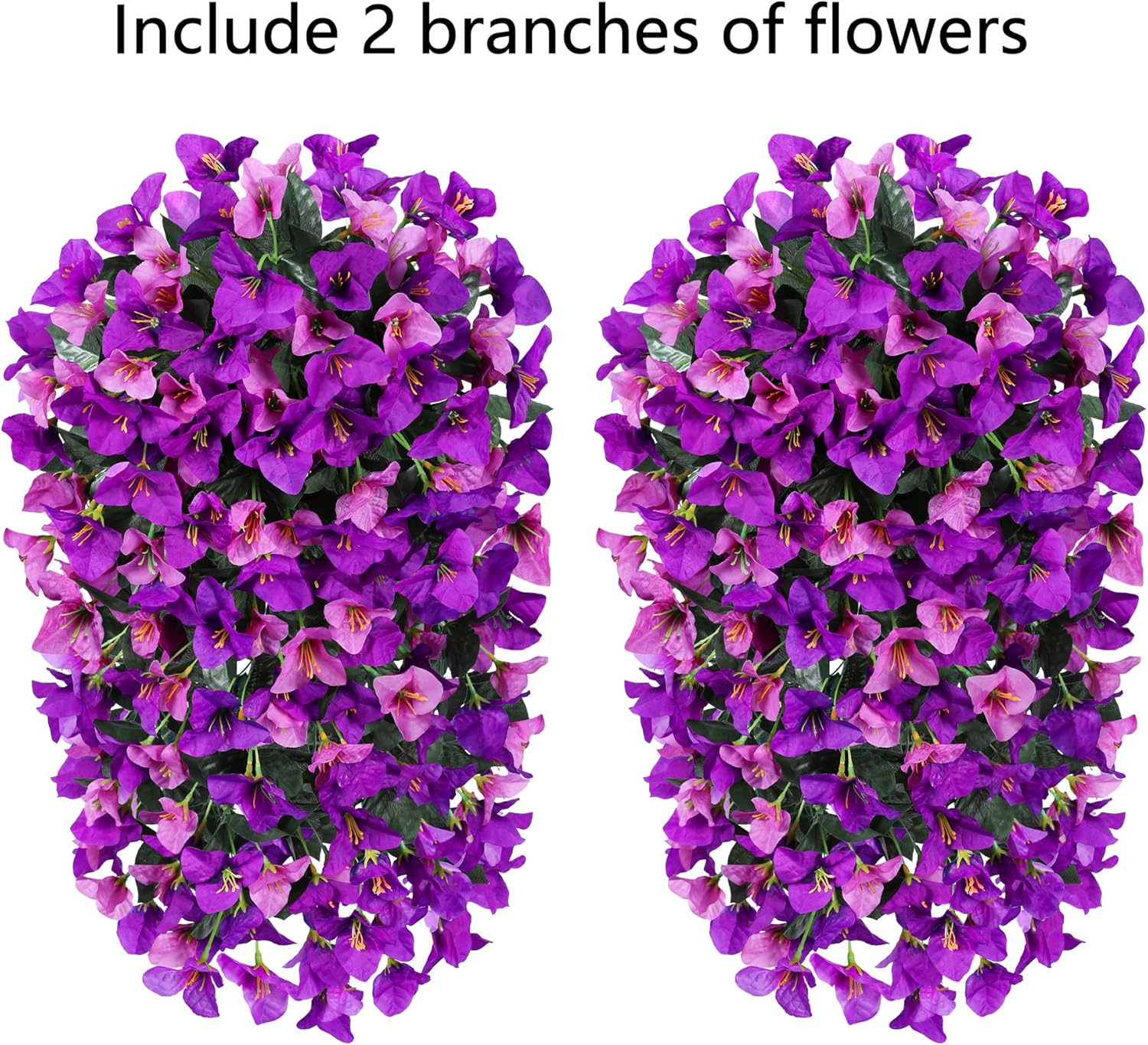 Bougainvillea Artificial Hanging Flowers Plants for Outdoors Decoration, 2pcs Fake Flowers Silk Bougainvillea Vines Realistic UV Resistant Faux Flowers for Outdoor Planters Porch Patio, Mix-VerdiqueGarden