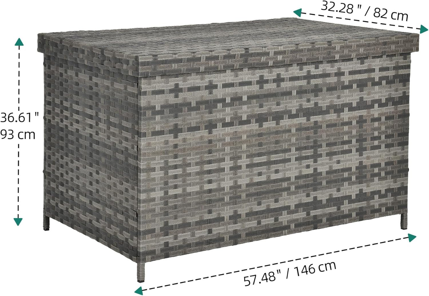 YITAHOME 230 Gallon Deck Box, XXL Wicker Outdoor Storage Box, All-Weather Storage Organizer for Patio Furniture, Outdoor Cushions, Pool Storage and Garden Tools (Grey)-VerdiqueGarden