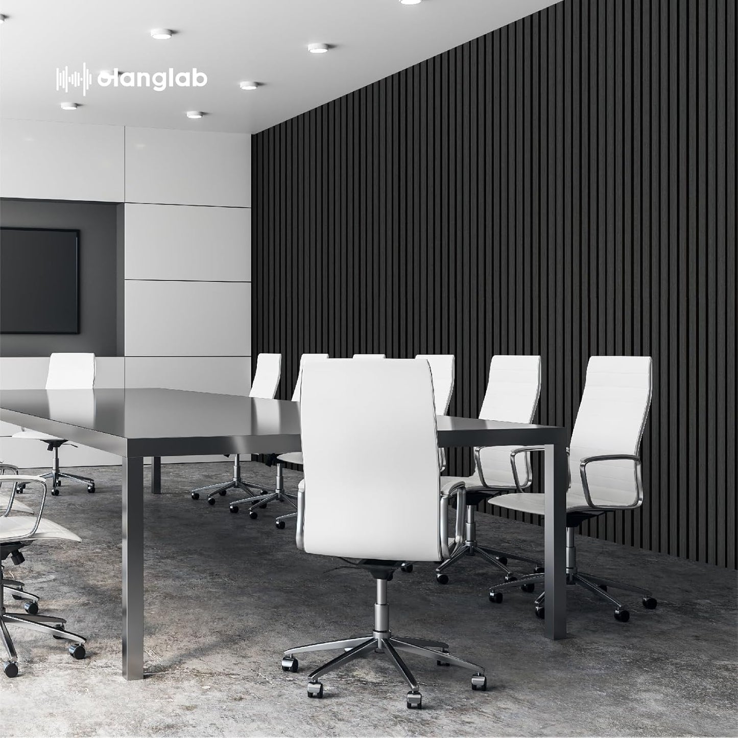 Olanglab Wood Slat Wall Panels, Wooden Acoustic Wall Panels, 94.5"x12.6" Each 3D Wall Panels for Interior Wall Decor, 4 Pack in Total 94.5"x50.4" (Matte Black)-VerdiqueGarden