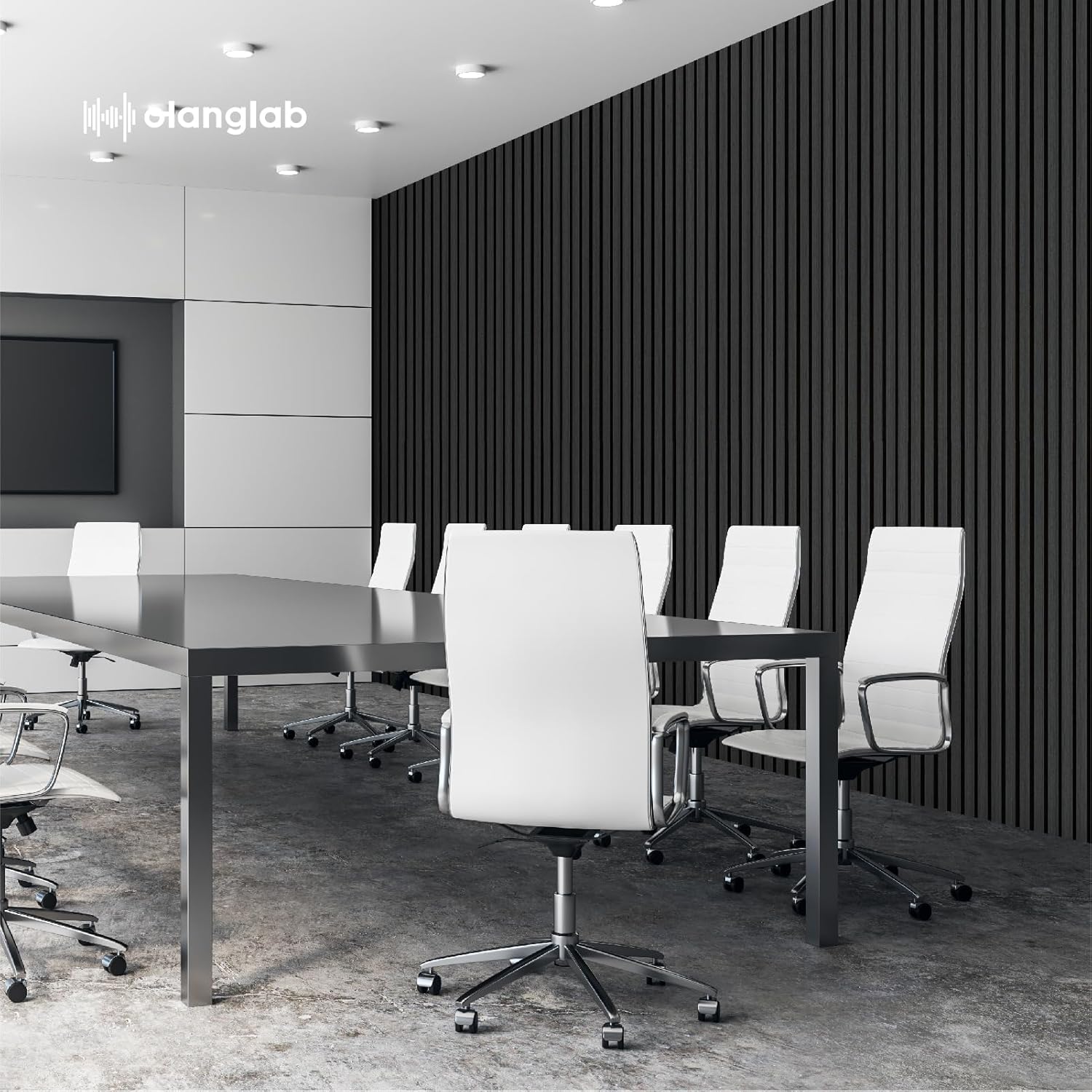 Olanglab Wood Slat Wall Panels, Wooden Acoustic Wall Panels, 94.5"x12.6" Each 3D Wall Panels for Interior Wall Decor, 4 Pack in Total 94.5"x50.4" (Matte Black)-VerdiqueGarden