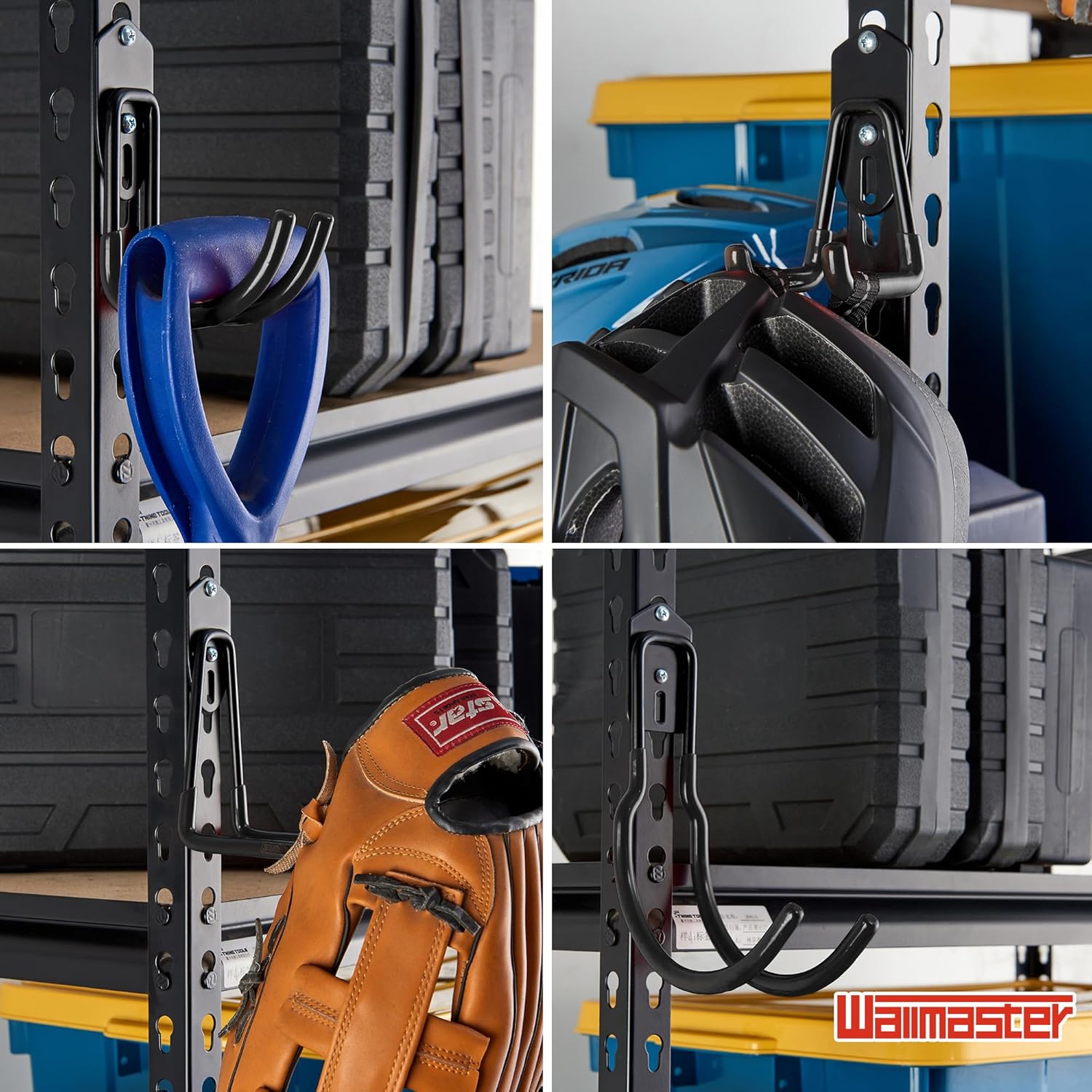 Wallmaster Garage Hooks Organizer Kit,12 Pack Adjustable Heavy Duty Shelving Hook,Wall Mount Utility Steel Garage Organization (Black)-VerdiqueGarden