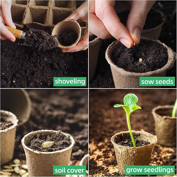 JERIA 200-Pack 3.15 Inch Peat Pots for Seedling with 200 Pcs Plant Labels,Outdoor Garden Germination Nursery Pots,Biodegradable Seed Starter Pots Kits-VerdiqueGarden