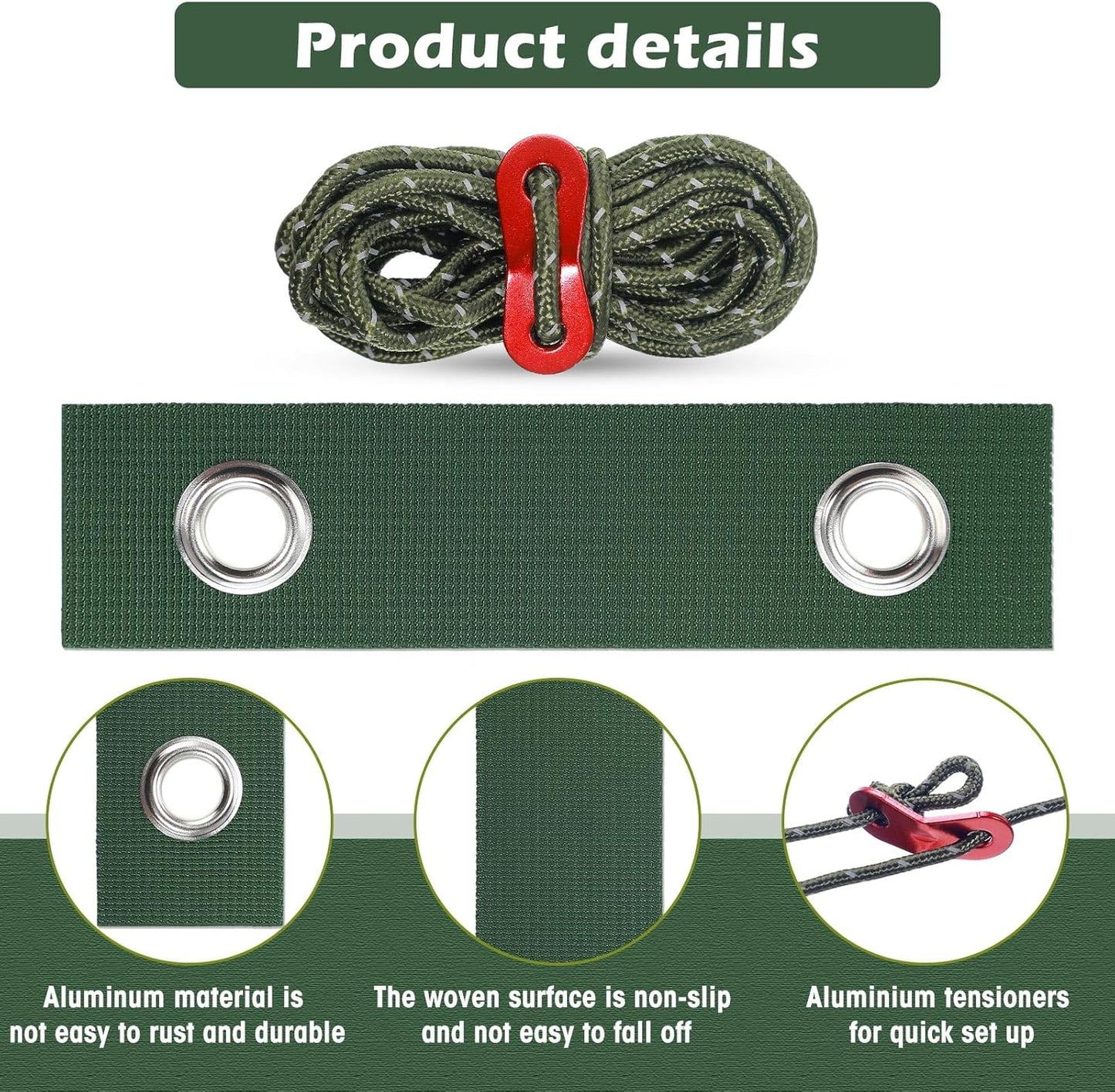 Sintuff 9 Set Heavy Duty Tree Stake Kit 5.91 Inches/ 15 cm Tree Straps for Staking and 13.12 ft/ 4 m Dock Lines Rope for Support Anchoring Home Leaning Plant Straightening Garden Tent (Green)-VerdiqueGarden