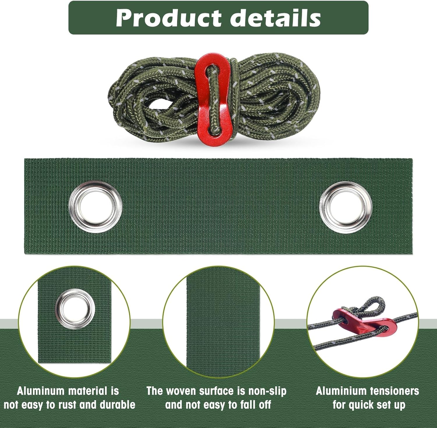 Sintuff 9 Set Heavy Duty Tree Stake Kit 5.91 Inches/ 15 cm Tree Straps for Staking and 13.12 ft/ 4 m Dock Lines Rope for Support Anchoring Home Leaning Plant Straightening Garden Tent (Green)-VerdiqueGarden