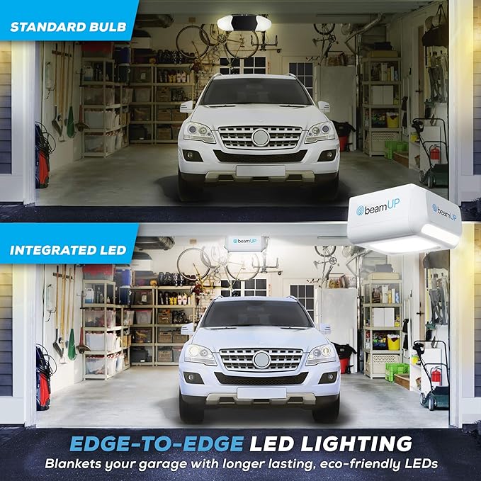 Workhorse BU100 Overhead Garage Door Opener with Heavy-Duty Chain Drive for Single or Double Doors, Wall Mount, and Remote Garage Opener Included, Quick and Easy Installation, White-VerdiqueGarden