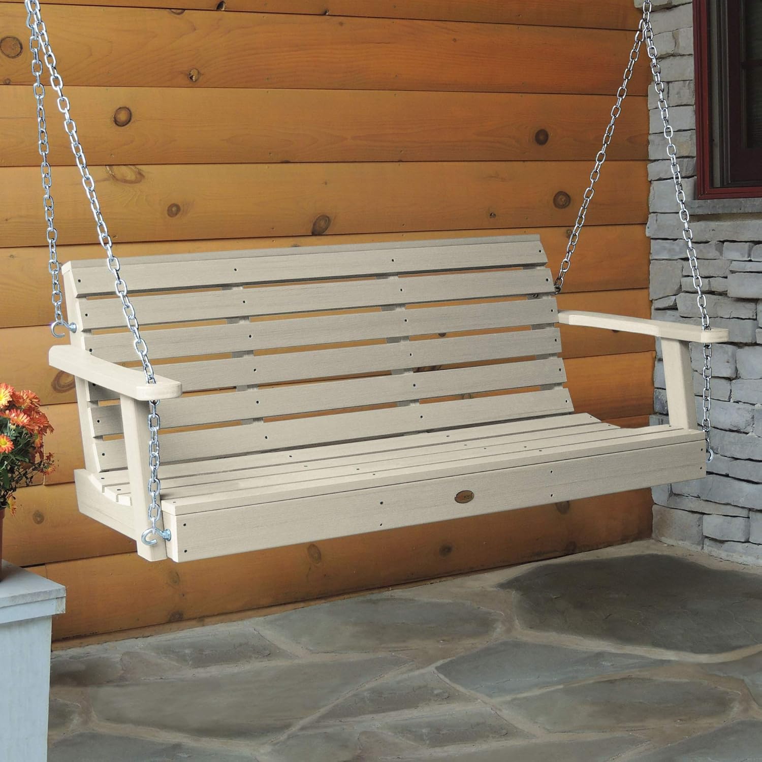 highwood Weatherly Porch Swing, 4 Feet, Whitewash-VerdiqueGarden