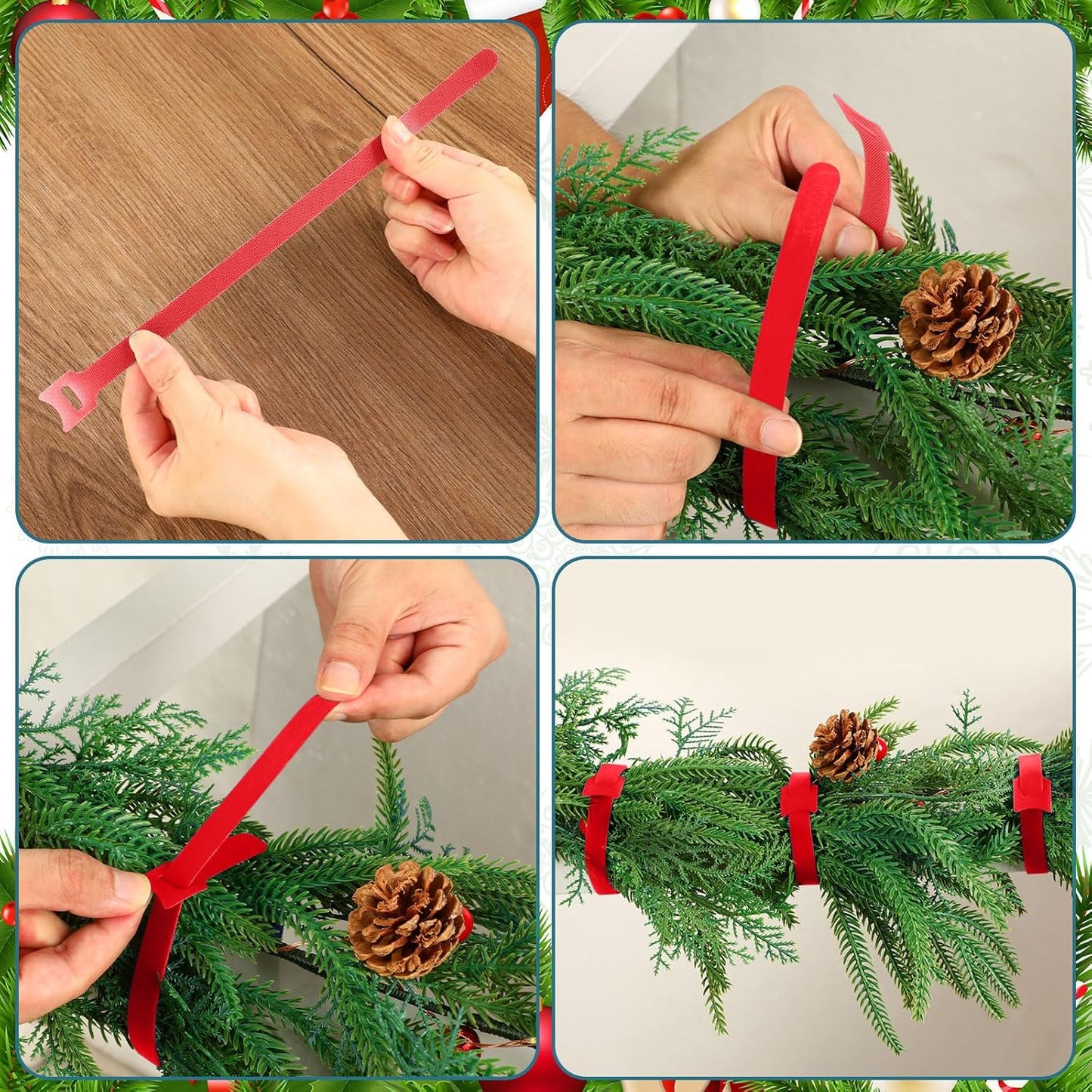 100 Pcs Christmas Garland Ties 12Inch Adjustable Holiday Garland Twist Ties for Holiday Halloween Tree Wreath Party Yard Wall Doorway Reusable Nylon Garden Cable Straps Decoration(Red)-VerdiqueGarden