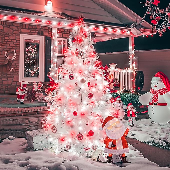 JMEXSUSS 200 LED Red and White Christmas Lights Outdoor, 66ft Halloween String Lights Indoor Clear Wire, Christmas Tree Lights Plug in for Bedroom Tree Christmas Party Decorations-VerdiqueGarden