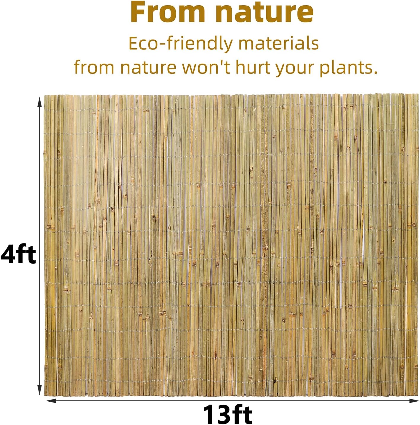 Natural Bamboo Slat Screening,4FT x 13FT Bamboo Fence Panel for Garden Privacy Fence Screen for Indoor or Outdoor(1.2m*4m Approx)-VerdiqueGarden