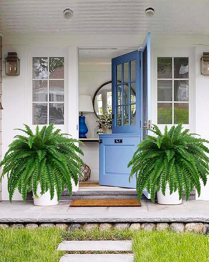 GYERB Large Fake Boston Ferns, 88 Branches Artificial Ferns, Faux Fern Plants for Home, Office, Garden Indoor Outdoor Decoration(48 inch,1pack)-VerdiqueGarden