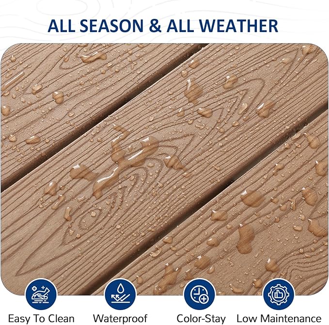 Outdoor Console Table, 48" Weather Resistant HIPS Patio Side Table, 440LBS Weight Capacity, 2-Tier Multifunctional Buffet Bar Storage Organizer for Garden Deck, Teak-VerdiqueGarden