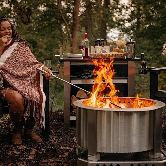 Breeo Smokeless Fire Pit (X Series 24, Stainless Steel) | 27.5 inch Smokeless Firepit for Outside | 62 Pounds | Ideal for Families Compatible with Wide Range of Breeo Accessories-VerdiqueGarden