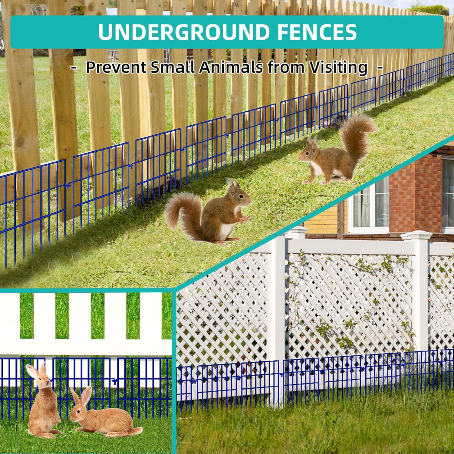 Animal Barrier Fence, 25 Panels No Dig Fences, 17in(H) X 27ft(L) Garden Fence Animal Barrier for Rabbits and Dog Under Fencing Barrier, Rustproof Metal Fences Border for Outdoor, Yard, Patio-VerdiqueGarden