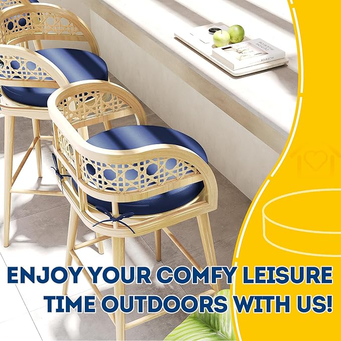 AAAAAcessories Outdoor Seat Cushions for Chairs, Waterproof, Fade-Resistant Patio Furniture Replacement Cushions, 15" x 15" x 2", Set of 2, Navy Blue-VerdiqueGarden